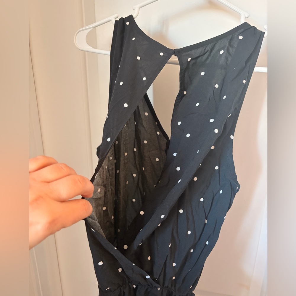 Old Navy Black Polka Dot Sleeveless Jumpsuit, Size Large - Picture 7 of 8